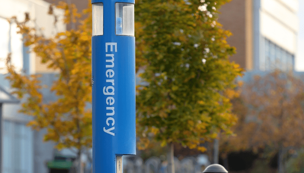 blue light box on college campus